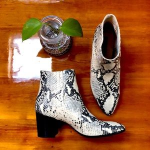 Snake print booties